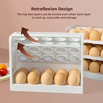 HapiLeap Egg Holder for Fridge, Stackable Egg Storage Container for Refrigerator Door, Stores 30 Eggs Space Saver (1 Pack)