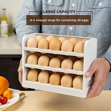 HapiLeap Egg Holder for Fridge, Stackable Egg Storage Container for Refrigerator Door, Stores 30 Eggs Space Saver (1 Pack)