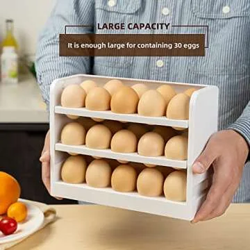 HapiLeap Egg Holder for Fridge, Stackable Egg Storage Container for Refrigerator Door, Stores 30 Eggs Space Saver (1 Pack)