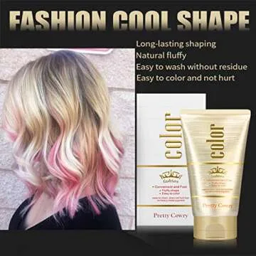 Hair Color Cream, Pink Temporary Hair Coloring Wax Washable Plant Formula DIY Natural Hair Dye Cream for Party, Festival & Cosplay (130g)
