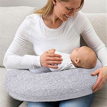 Pro Goleem Nursing Pillow Cover 100% Jersey Cotton 2 Pack Soft Feeding Pillow Slipcover for Breastfe...
