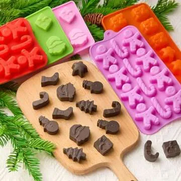 CLUEWR Christmas Silicone Candy Molds Set for Holiday Treats