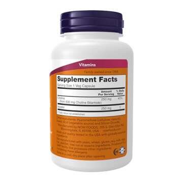 NOW Foods Supplements, Choline & Inositol 500 mg, Healthy Nerve Transmission*, Nervous System Health*, 100 Capsules