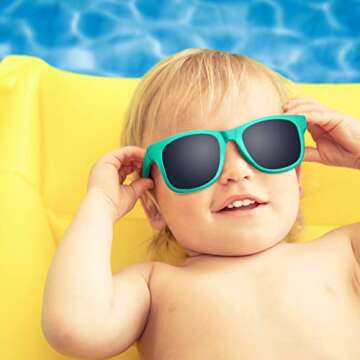 NACUWA Baby Sunglasses - 100% UV Proof Sunglasses for Baby, Toddler, Kids - Ages 0-2 Years - Case an...