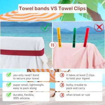 Beach Towel Bands (4 Pack), Beach Chair, Pool Chairs & Cruise Ship Essentials, The Better Towel Chai...