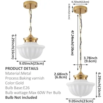 Stylish Youngrender Schoolhouse Pendant Light Fixture