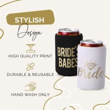 Babes and Bride Bachelorette Party Can Coolers Set of 12