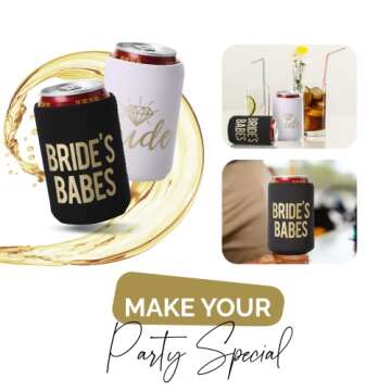 Babes and Bride Bachelorette Party Can Coolers Set of 12