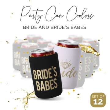 Babes and Bride Bachelorette Party Can Coolers Set of 12