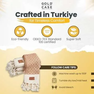 Gold CASE Turkish Hand Towels for Bathroom Set of 4 – 100% Cotton Bathroom Towels – Helen Kitchen Small Towel for Spa, Face, Tea & Dishcloth – Decorative Patterned Weave – Orange