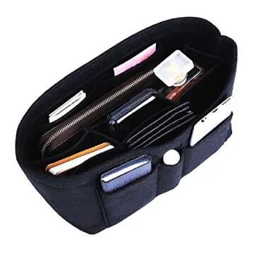 ZTUJO Purse Organizer Insert, Felt Bag Organizer For Handbag Purse Organizer,13 Colors, 6 Size (X-Large, Black)