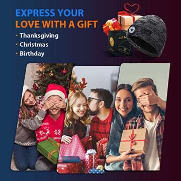 GREENEVER Stocking Stuffers for Men LED Beanie Hat with Light - Mens Gifts for Christmas Headlamp Ca...