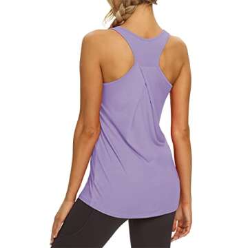 Mippo Workout Tank Tops for Women Yoga Tennis Shirts Womens Athletic Tops Gym Sports Running Exercise Tank Tops High Neck Racerback Tanks Purple M