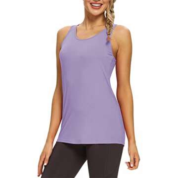 Mippo Workout Tank Tops for Women Yoga Tennis Shirts Womens Athletic Tops Gym Sports Running Exercise Tank Tops High Neck Racerback Tanks Purple M