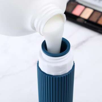 Mrsdry Travel Bottles for Toiletries, Tsa Approved 3oz Portable Travel Bottles, BPA Free Leak Proof Squeezable Silicone Travel Size Containers, Travel Accessories with Clear Toiletry Bag (4 Pack)