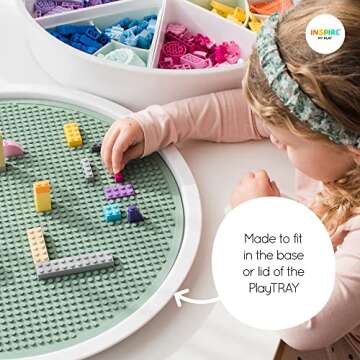 Inspire My Play - Silicone Building Blocks Baseplate - Compatible with All Major Building Block Brands - Double Sided for Large Building Blocks - Perfect Accessory for Sensory PlayTray - Stone