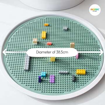 Inspire My Play - Silicone Building Blocks Baseplate - Compatible with All Major Building Block Brands - Double Sided for Large Building Blocks - Perfect Accessory for Sensory PlayTray - Stone