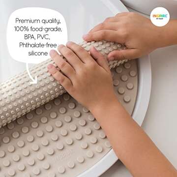 Inspire My Play - Silicone Building Blocks Baseplate - Compatible with All Major Building Block Brands - Double Sided for Large Building Blocks - Perfect Accessory for Sensory PlayTray - Stone