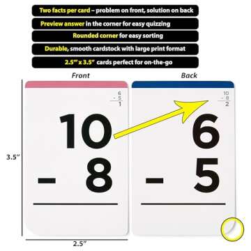 Think Tank Scholar Subtraction Flash Cards - 150 Facts 1-12 - (Award Winning) Math Flashcards for Kids Ages 4-8 in Kindergarten, 1st, 2nd, 3rd, 4th Grade & Homeschool - 6 Teaching Methods & 5 Games