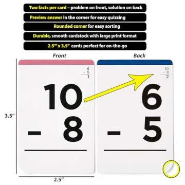 Think Tank Scholar Subtraction Flash Cards - 150 Facts 1-12 - (Award Winning) Math Flashcards for Kids Ages 4-8 in Kindergarten, 1st, 2nd, 3rd, 4th Grade & Homeschool - 6 Teaching Methods & 5 Games
