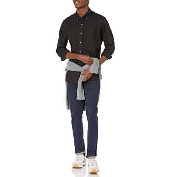 Goodthreads Men's Comfort Stretch Oxford Shirt, Black