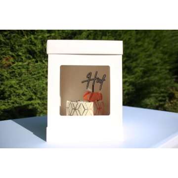 Olbaa Premium 10x10x14 White Square Boxes with Transparent Window - Wedding Cake Boxes - Sturdy & Tall Cake Containers - Multi-Layer Cake Carrier - Pack of 10