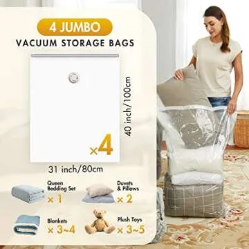 TAILI Jumbo Vacuum Storage Bags for Clothing & Bedding