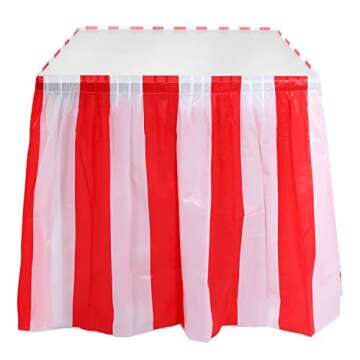 Vibrant Red and White Striped Table Skirts for Parties