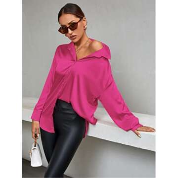LYANER Women's Satin Silk V Neck Blouse - Elegant Design