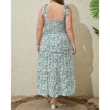 Pinup Fashion Women's Plus Size Floral Maxi Dress 2024 Spaghetti Strap Sundress
