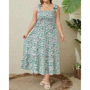 Pinup Fashion Plus Size Floral Maxi Dress for Summer