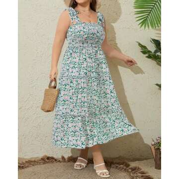 Pinup Fashion Plus Size Floral Maxi Dress for Summer