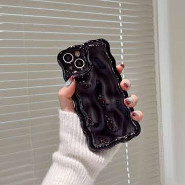 FABSPARK Case for iPhone 14 Pro Max,3D Meteorite Bubble Pattern Electroplate Plating Glitter Curly W...