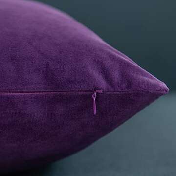 DEZENE 18x18 Throw Pillow Cases Purple: 2 Pack Cozy Soft Velvet Square Decorative Pillow Covers for ...