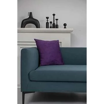 DEZENE 18x18 Throw Pillow Cases Purple: 2 Pack Cozy Soft Velvet Square Decorative Pillow Covers for Farmhouse Home Decor