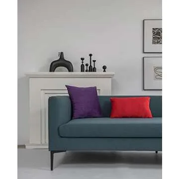 DEZENE 18x18 Throw Pillow Cases Purple: 2 Pack Cozy Soft Velvet Square Decorative Pillow Covers for Farmhouse Home Decor