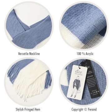 Ferand Women's Striped Poncho Sweater Cozy Knit Fringe Shawl Wraps for Fall Winter