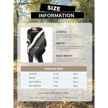 Ferand Women's Striped Poncho Sweater Cozy Knit Fringe Shawl Wraps for Fall Winter