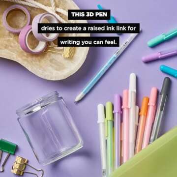 SAKURA 3D Soufflé Pen - 3-D Pen for Lettering, Drawing, Line Borders, Ornaments, & More - Opaque White and Pastel Ink Colors - 10 Pack