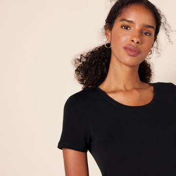 Amazon Essentials Women's Classic-Fit Short-Sleeve Crewneck T-Shirt, Pack of 2, Black, Medium