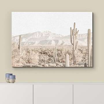 wall26 Canvas Print Wall Art Washed Out Retro Desert Cactus Landscape Nature Wilderness Photography Modern Rustic Colorful Multicolor for Living Room, Bedroom, Office - 24"x36"