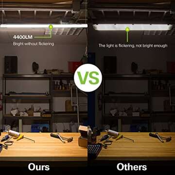 4 Pack 4FT LED Shop Light Linkable, 4400lm, 42w(250w Equivalent), 5000K Utility Shop Lights, Hanging or Flush Mount, with Power Cord and On/Off Switch