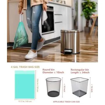 AYOTEE Compostable Trash Bags 4 Gallon Drawstring Trash Bags,100 Counts Ultra Strong Unscented Garbage Bags Small Trash Bags Waste Basket Liners for Bathroom, Kitchen, Car, Pet