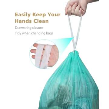 AYOTEE Compostable Trash Bags 4 Gallon Drawstring Trash Bags,100 Counts Ultra Strong Unscented Garbage Bags Small Trash Bags Waste Basket Liners for Bathroom, Kitchen, Car, Pet