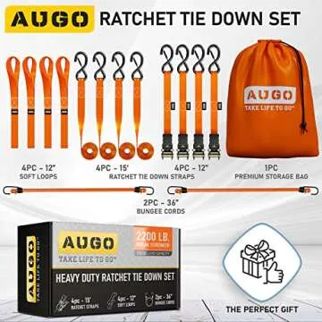AUGO Heavy Duty Ratchet Straps - Secure Your Cargo Now