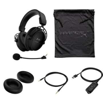 HyperX Cloud Alpha S Gaming Headset - 7.1 Surround Sound, Dual Chamber Drivers, Durable Aluminum Frame, Detachable Cable Noise Cancellation Microphone for PC, PS5, PS4 Control Mixer Black (Renewed)