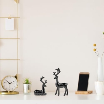 Black Resin Deer Statues for Stylish Holiday Decor