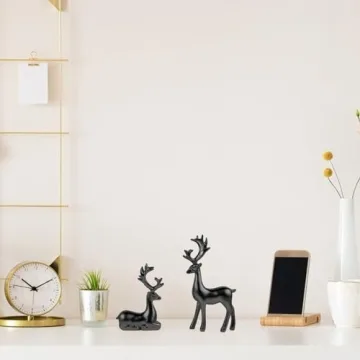 Black Resin Deer Statues for Stylish Holiday Decor