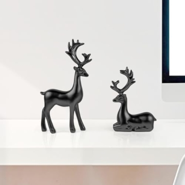 Black Resin Deer Statues for Stylish Holiday Decor
