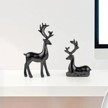 Black Resin Deer Statues for Stylish Holiday Decor